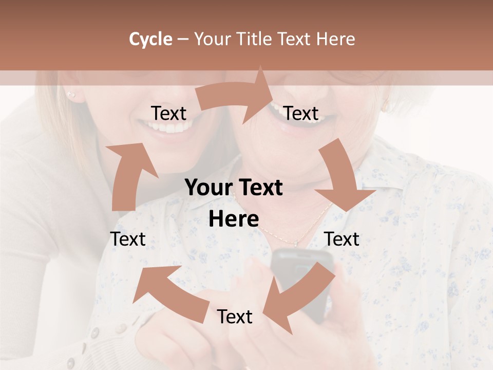 An Elderly Woman And A Young Woman Looking At A Cell Phone PowerPoint Template