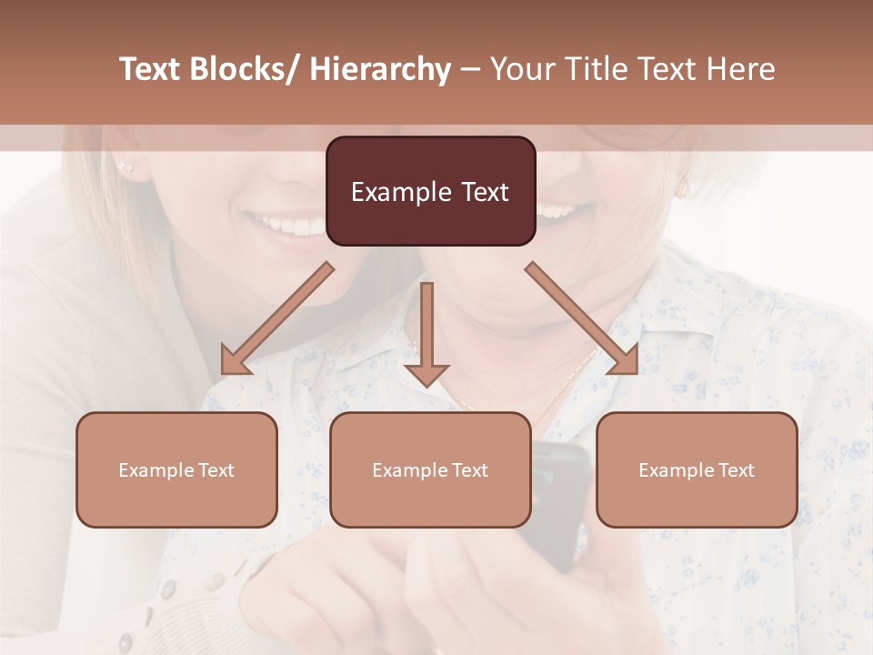 An Elderly Woman And A Young Woman Looking At A Cell Phone PowerPoint Template