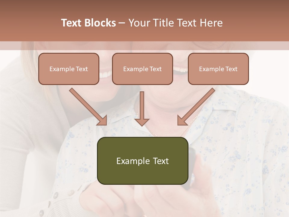An Elderly Woman And A Young Woman Looking At A Cell Phone PowerPoint Template