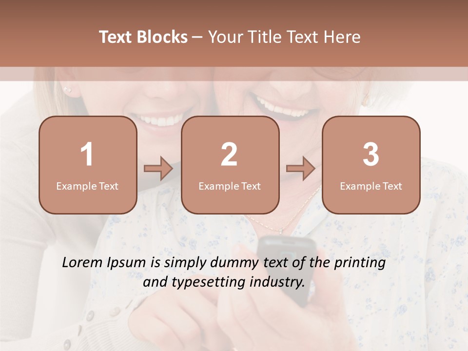 An Elderly Woman And A Young Woman Looking At A Cell Phone PowerPoint Template