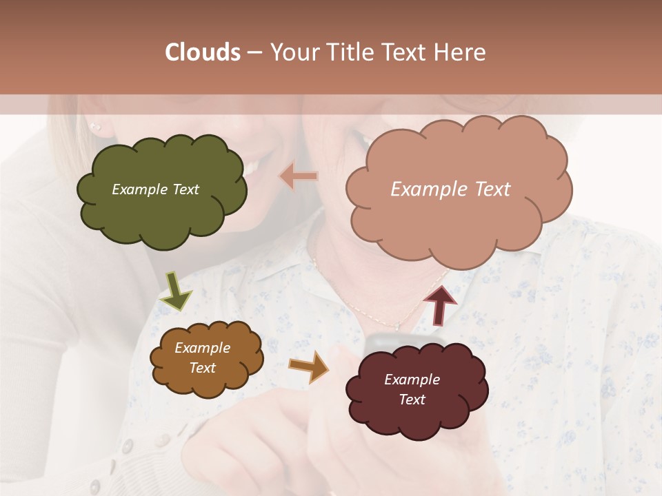 An Elderly Woman And A Young Woman Looking At A Cell Phone PowerPoint Template