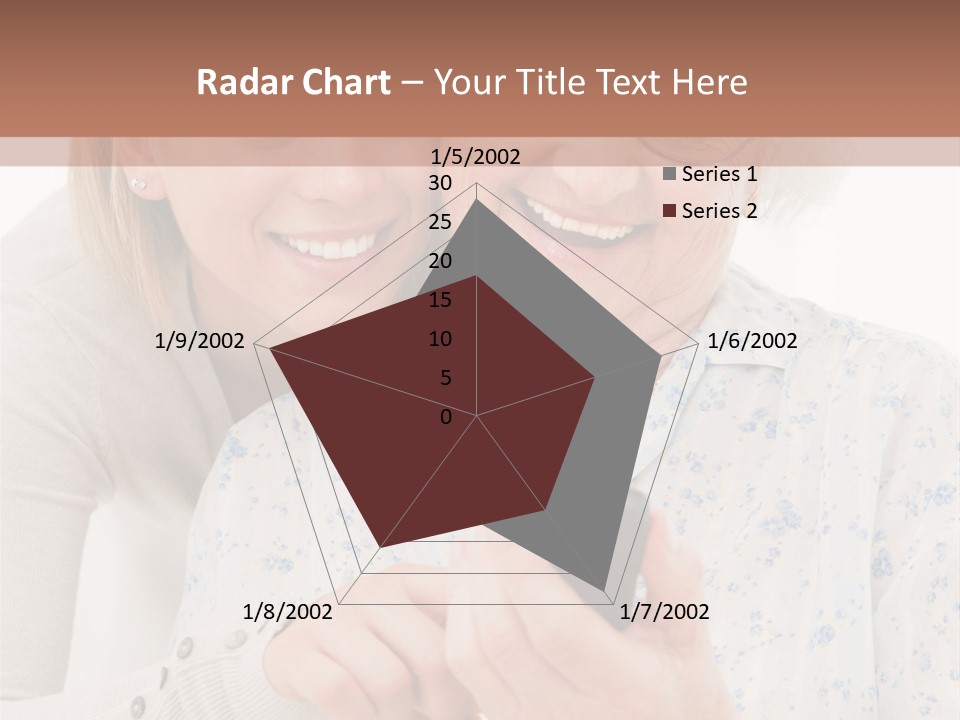 An Elderly Woman And A Young Woman Looking At A Cell Phone PowerPoint Template