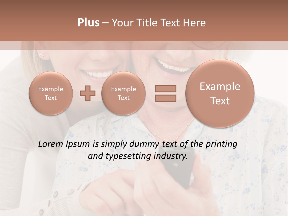 An Elderly Woman And A Young Woman Looking At A Cell Phone PowerPoint Template