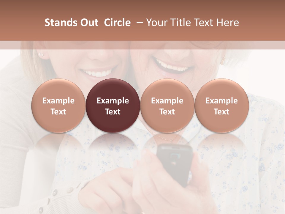 An Elderly Woman And A Young Woman Looking At A Cell Phone PowerPoint Template