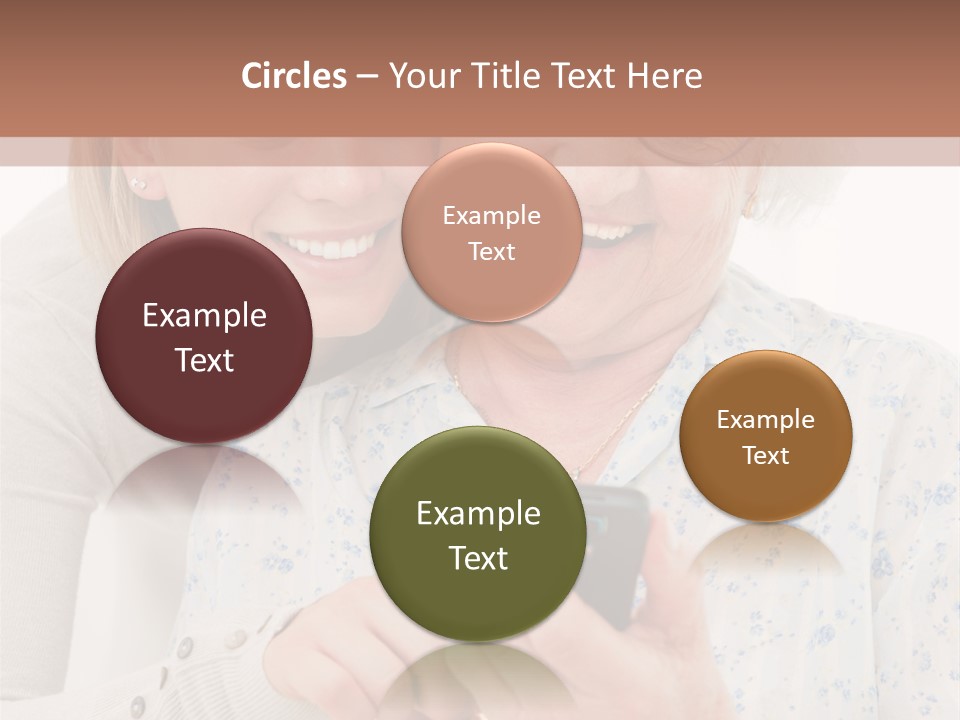 An Elderly Woman And A Young Woman Looking At A Cell Phone PowerPoint Template