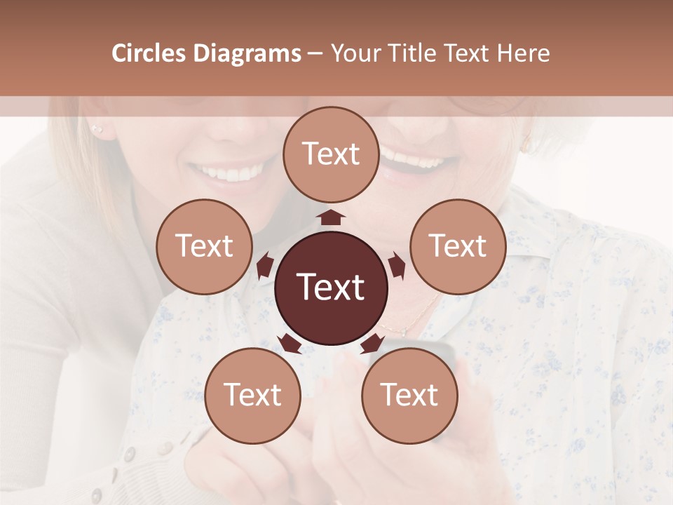 An Elderly Woman And A Young Woman Looking At A Cell Phone PowerPoint Template