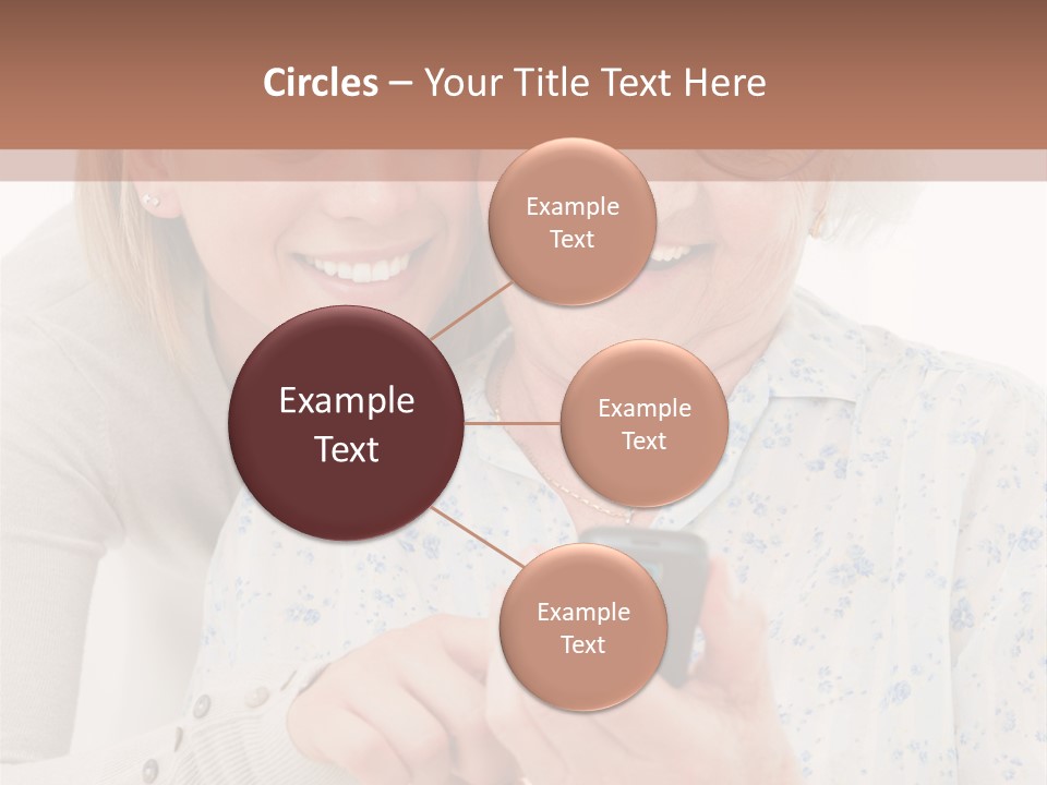 An Elderly Woman And A Young Woman Looking At A Cell Phone PowerPoint Template