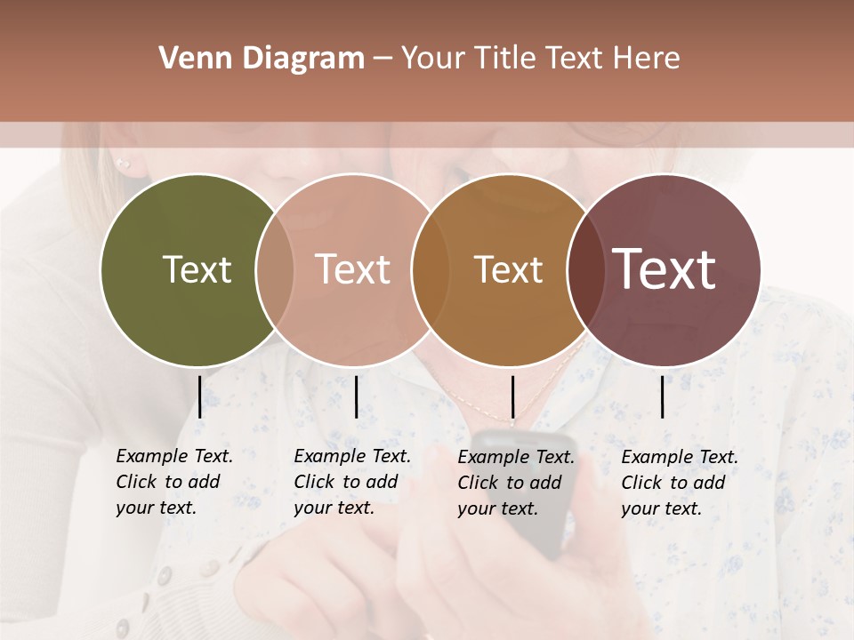 An Elderly Woman And A Young Woman Looking At A Cell Phone PowerPoint Template