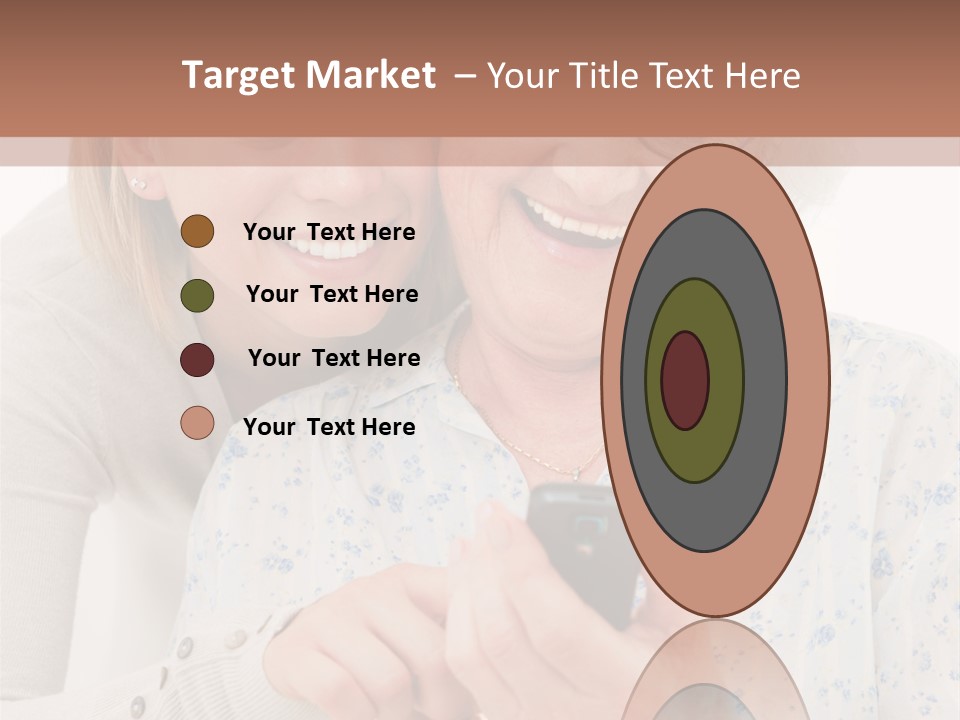 An Elderly Woman And A Young Woman Looking At A Cell Phone PowerPoint Template