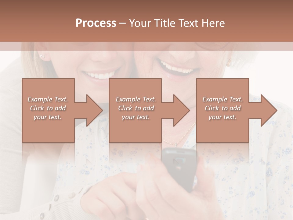An Elderly Woman And A Young Woman Looking At A Cell Phone PowerPoint Template