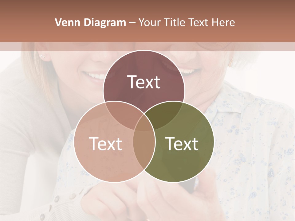 An Elderly Woman And A Young Woman Looking At A Cell Phone PowerPoint Template