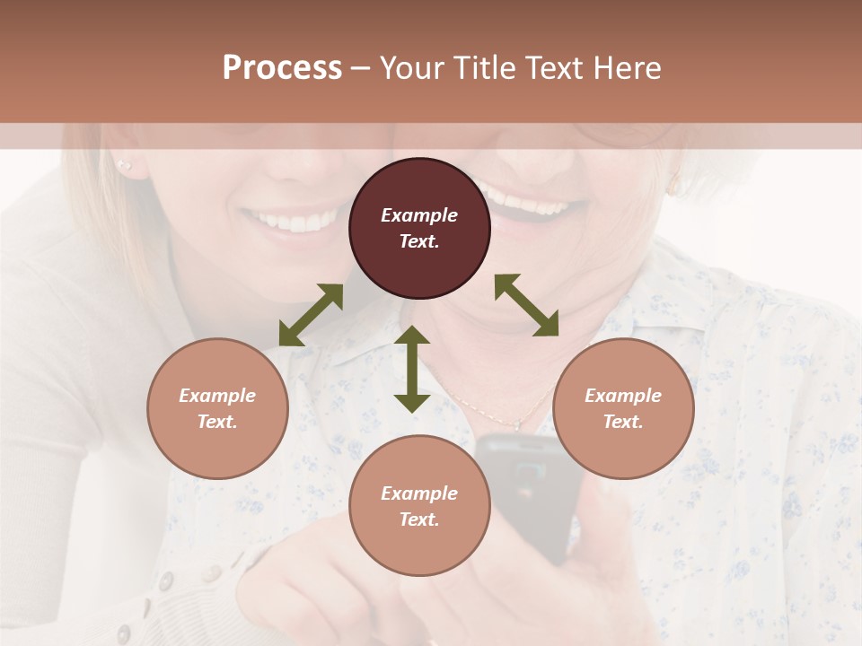 An Elderly Woman And A Young Woman Looking At A Cell Phone PowerPoint Template