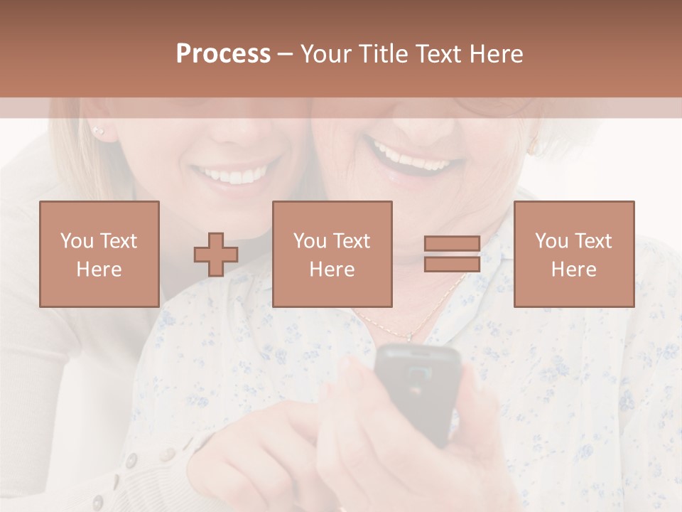An Elderly Woman And A Young Woman Looking At A Cell Phone PowerPoint Template
