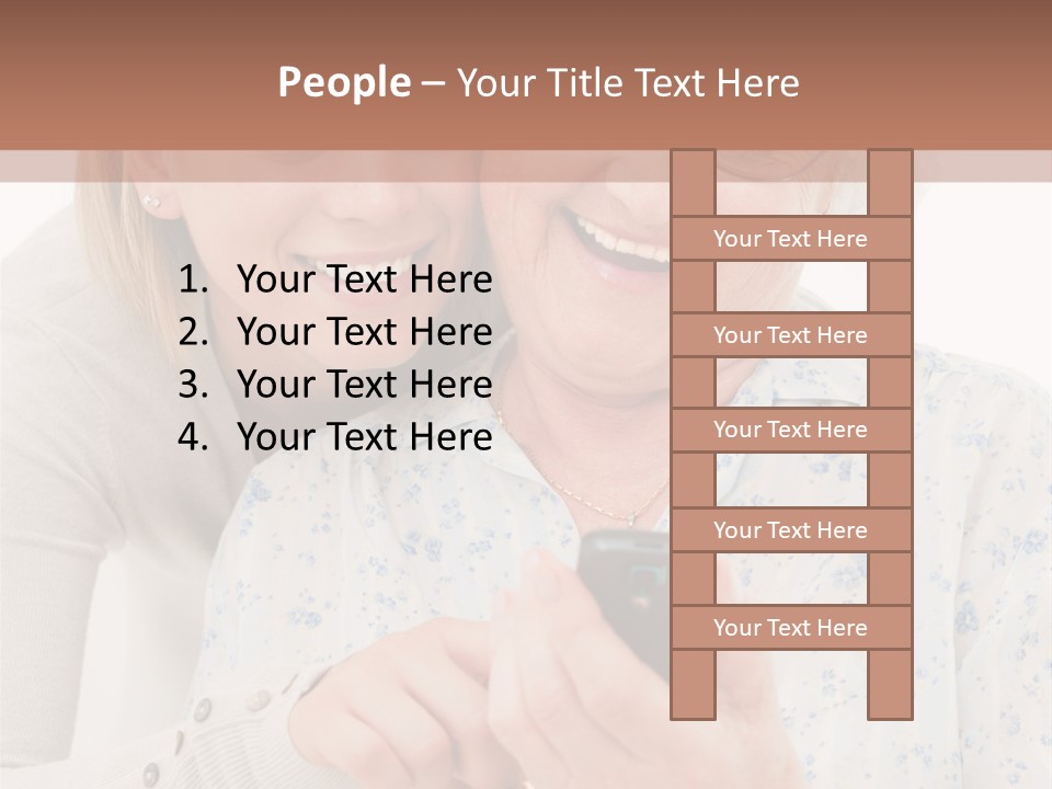 An Elderly Woman And A Young Woman Looking At A Cell Phone PowerPoint Template