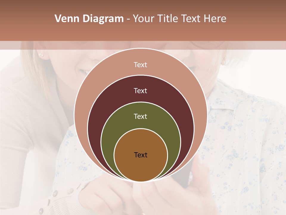 An Elderly Woman And A Young Woman Looking At A Cell Phone PowerPoint Template