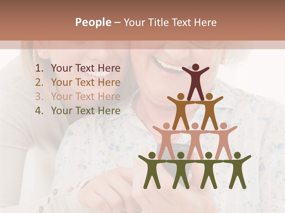 An Elderly Woman And A Young Woman Looking At A Cell Phone PowerPoint Template