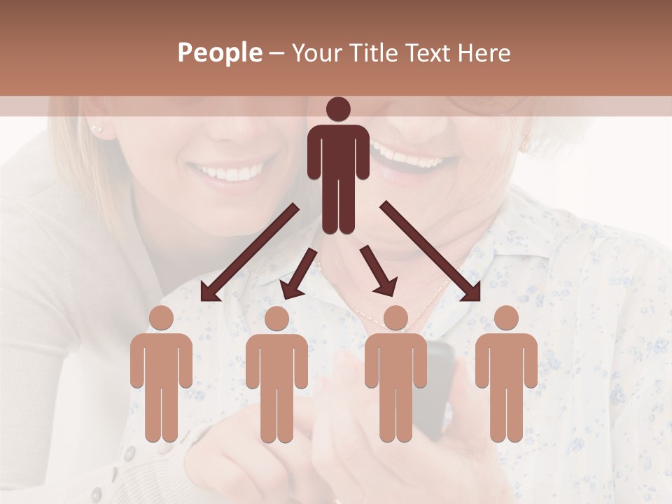 An Elderly Woman And A Young Woman Looking At A Cell Phone PowerPoint Template