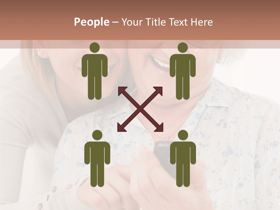 An Elderly Woman And A Young Woman Looking At A Cell Phone PowerPoint Template