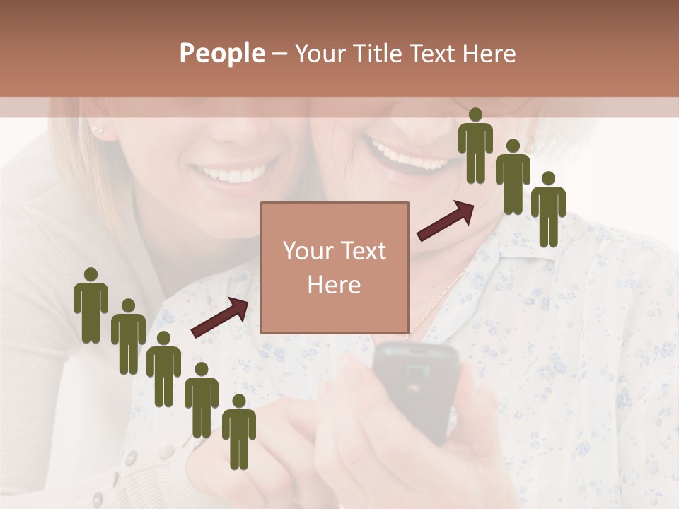 An Elderly Woman And A Young Woman Looking At A Cell Phone PowerPoint Template