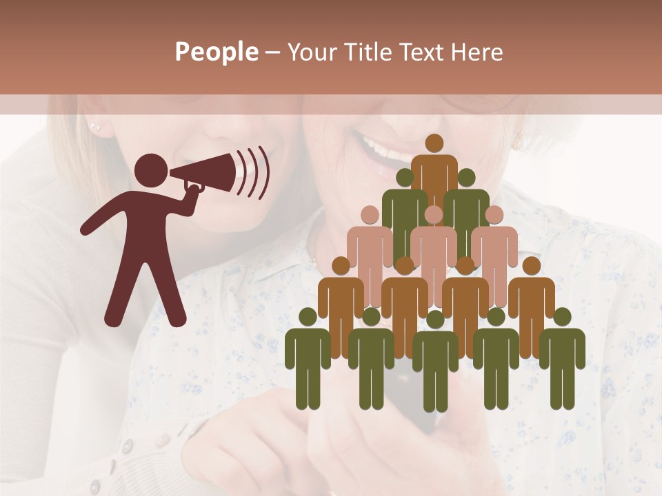 An Elderly Woman And A Young Woman Looking At A Cell Phone PowerPoint Template