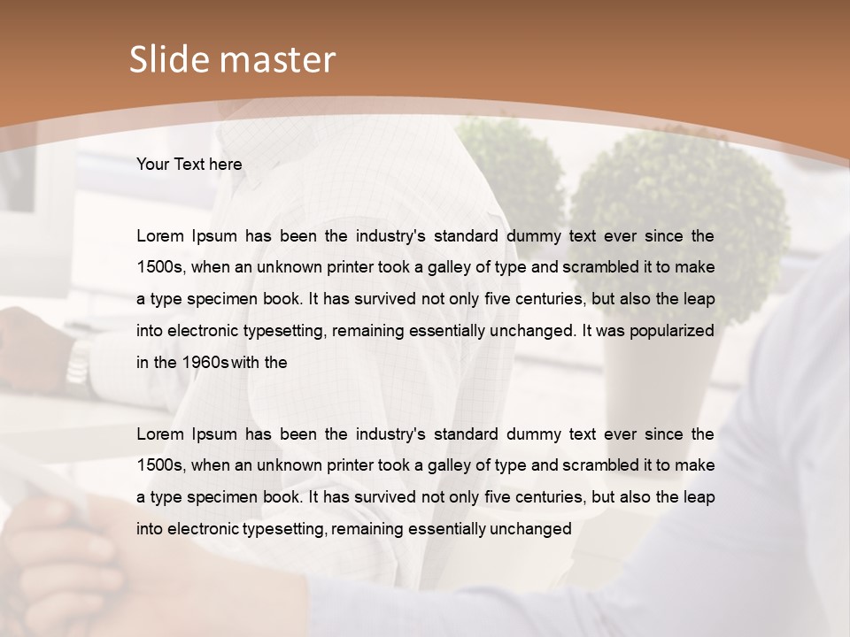 Two Men Shaking Hands In Front Of A Computer Screen PowerPoint Template