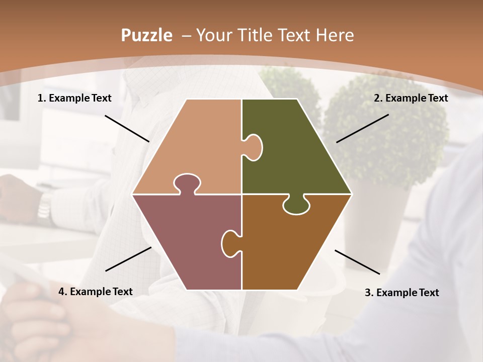 Two Men Shaking Hands In Front Of A Computer Screen PowerPoint Template