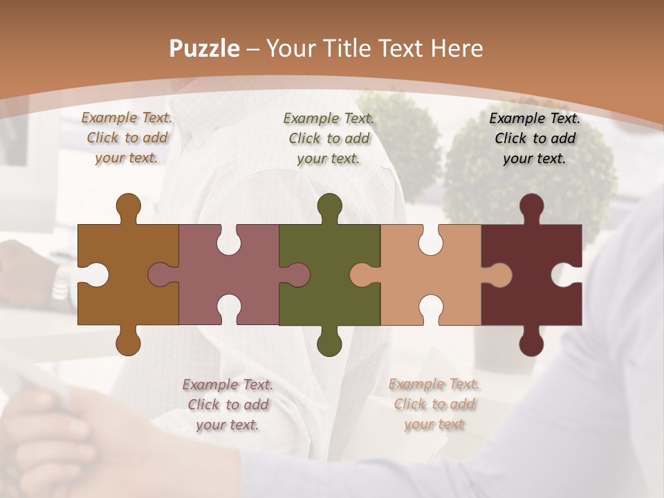 Two Men Shaking Hands In Front Of A Computer Screen PowerPoint Template