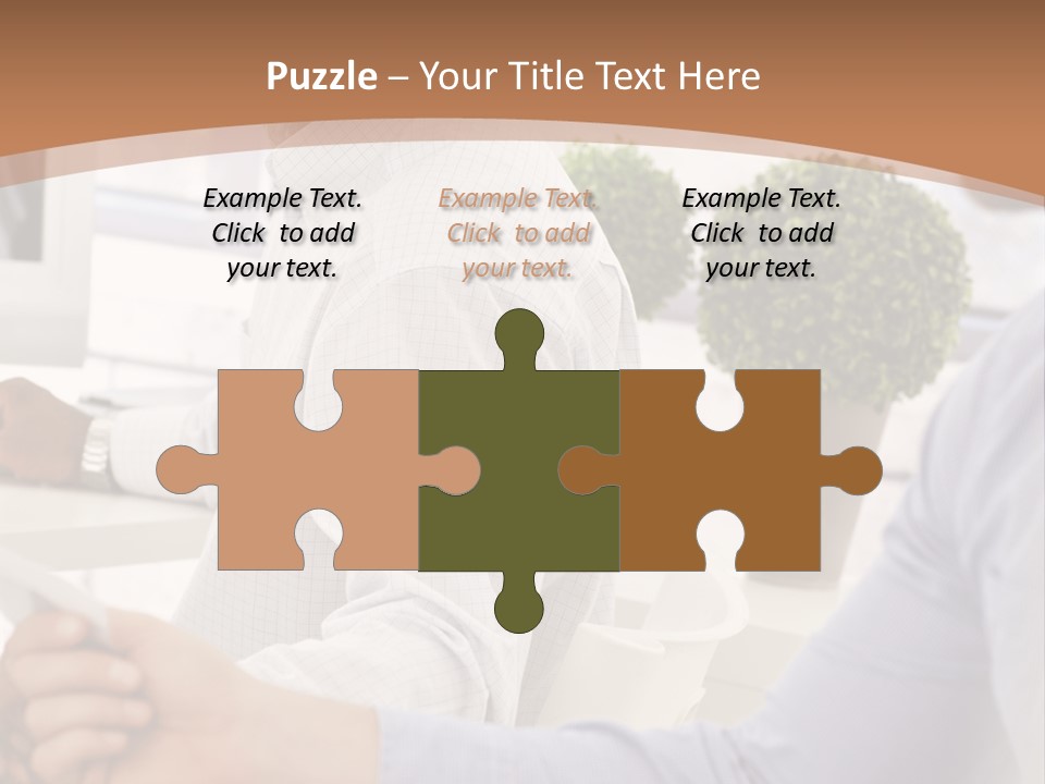 Two Men Shaking Hands In Front Of A Computer Screen PowerPoint Template