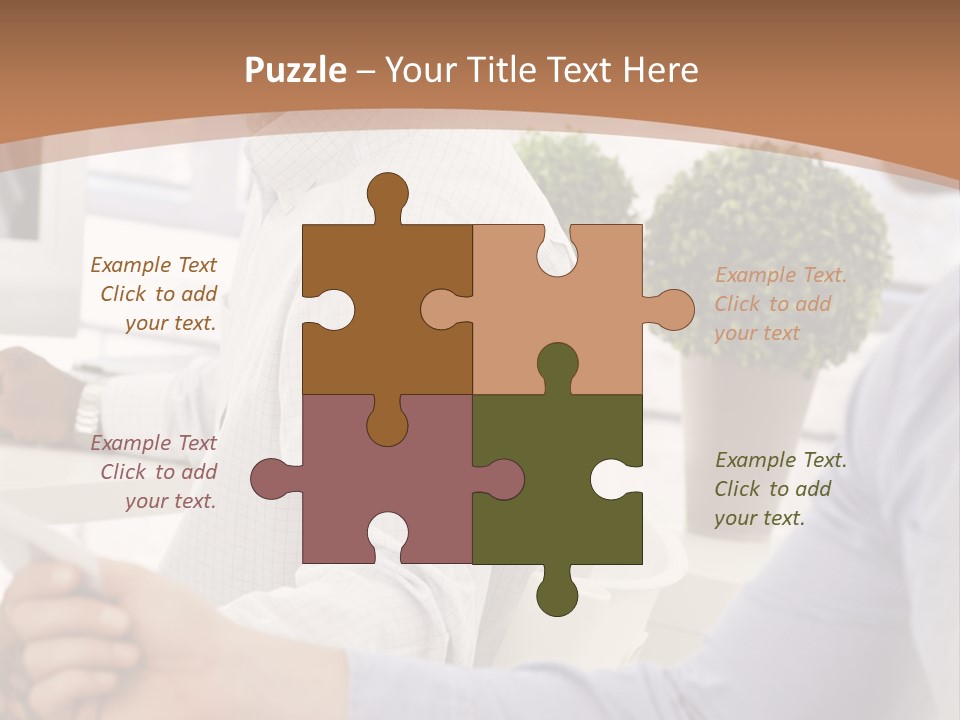 Two Men Shaking Hands In Front Of A Computer Screen PowerPoint Template