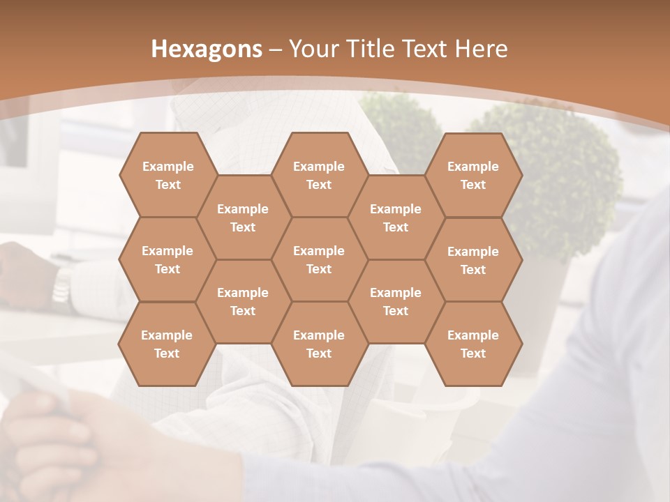 Two Men Shaking Hands In Front Of A Computer Screen PowerPoint Template