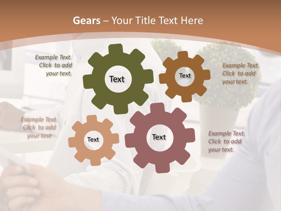 Two Men Shaking Hands In Front Of A Computer Screen PowerPoint Template