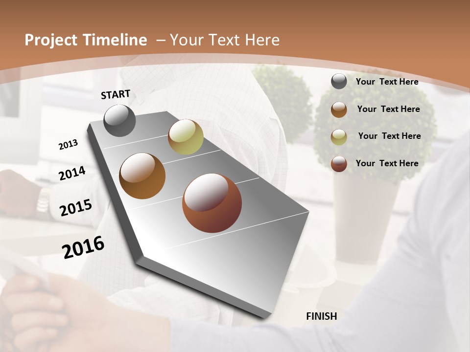 Two Men Shaking Hands In Front Of A Computer Screen PowerPoint Template