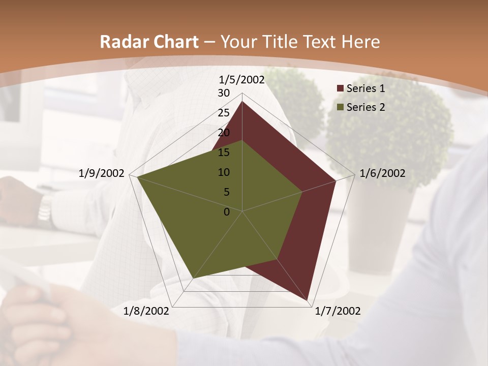 Two Men Shaking Hands In Front Of A Computer Screen PowerPoint Template