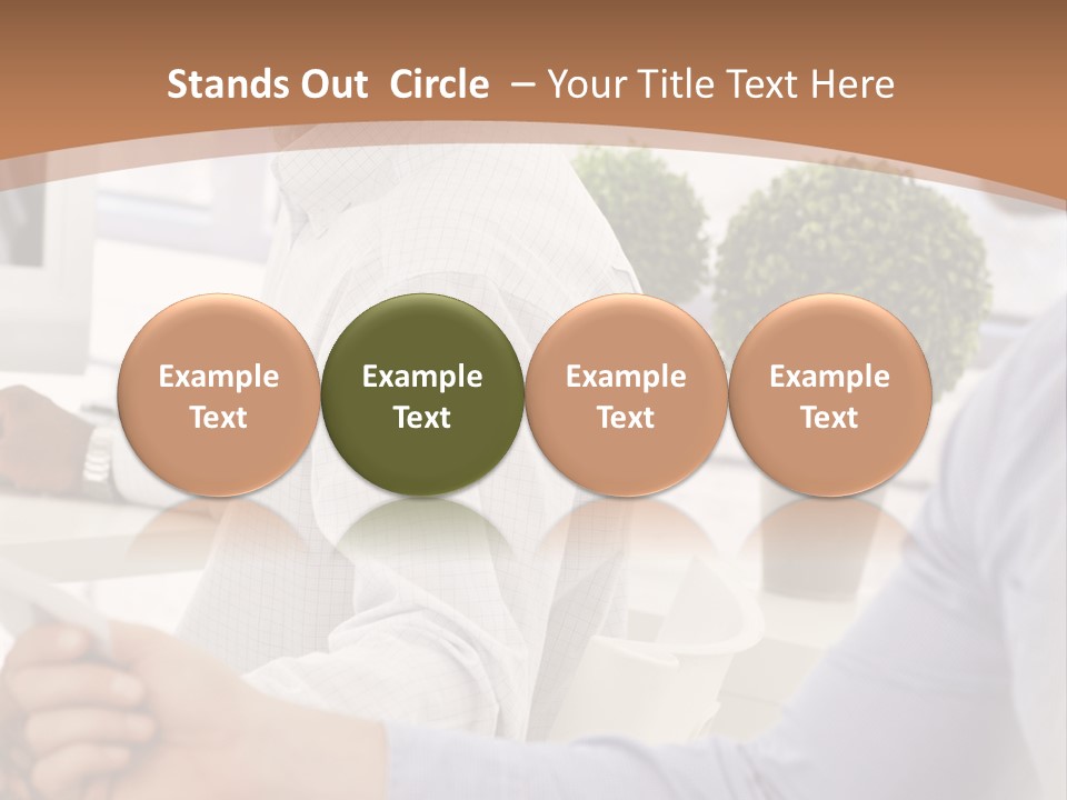 Two Men Shaking Hands In Front Of A Computer Screen PowerPoint Template