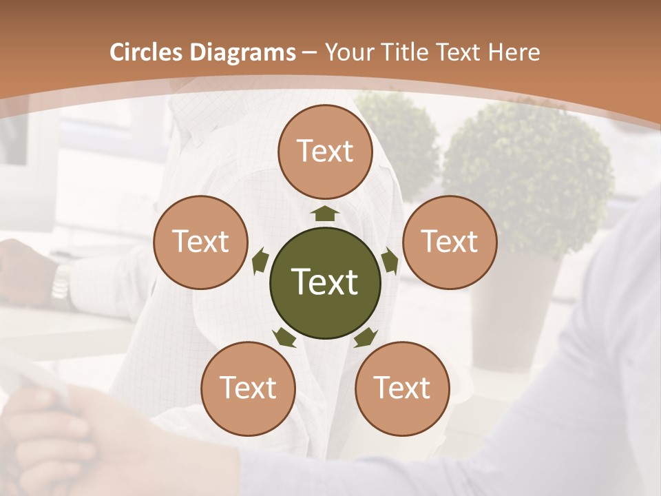 Two Men Shaking Hands In Front Of A Computer Screen PowerPoint Template