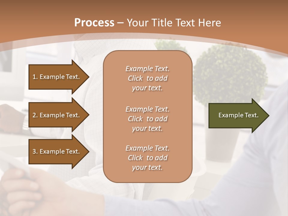 Two Men Shaking Hands In Front Of A Computer Screen PowerPoint Template