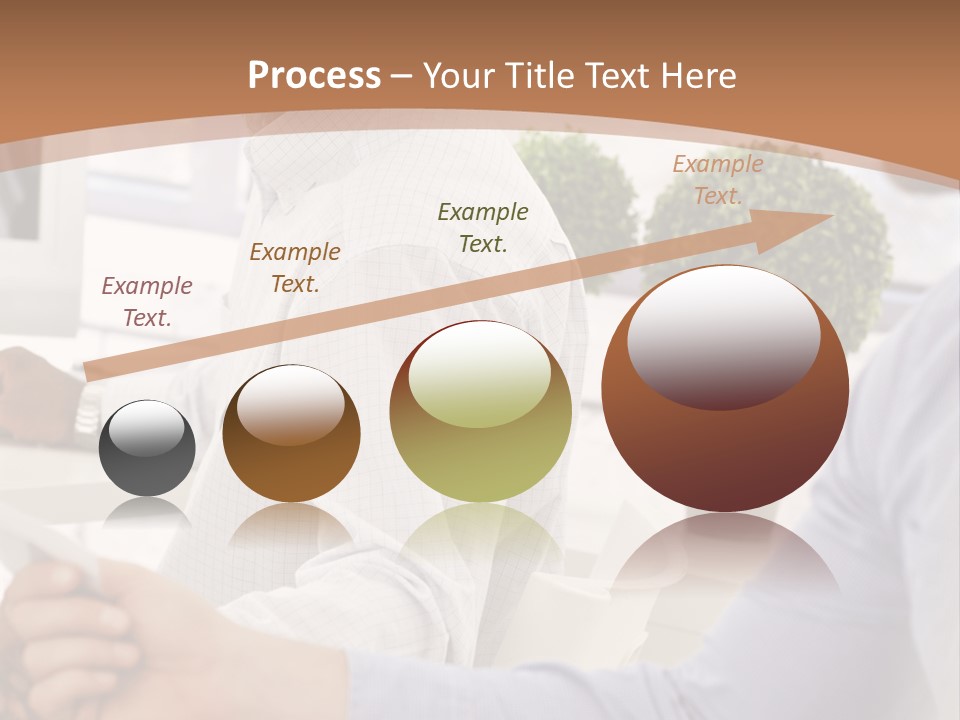 Two Men Shaking Hands In Front Of A Computer Screen PowerPoint Template