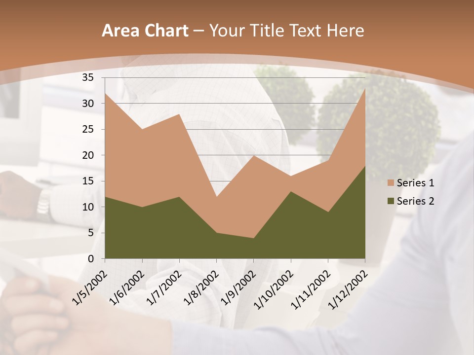 Two Men Shaking Hands In Front Of A Computer Screen PowerPoint Template