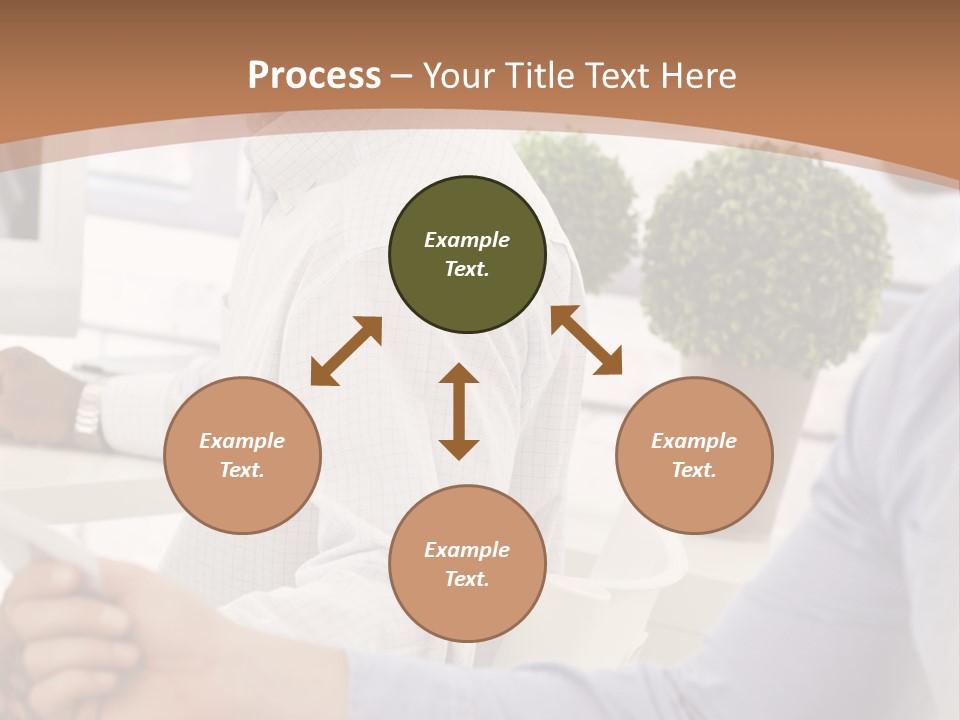 Two Men Shaking Hands In Front Of A Computer Screen PowerPoint Template