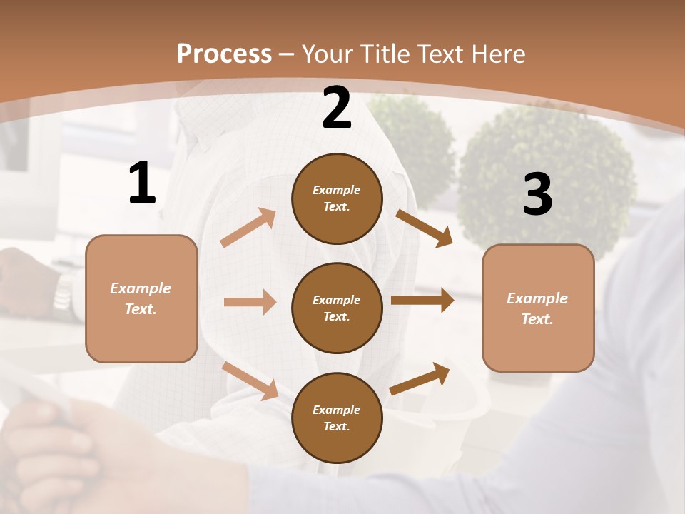 Two Men Shaking Hands In Front Of A Computer Screen PowerPoint Template