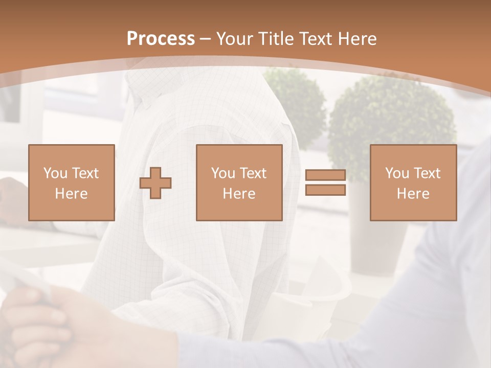 Two Men Shaking Hands In Front Of A Computer Screen PowerPoint Template
