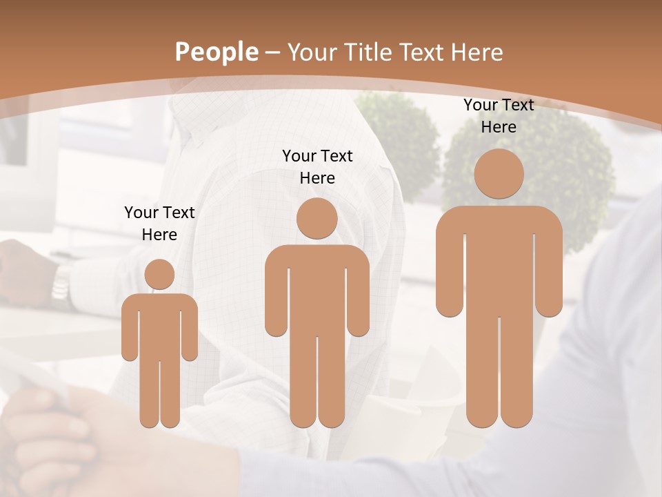 Two Men Shaking Hands In Front Of A Computer Screen PowerPoint Template