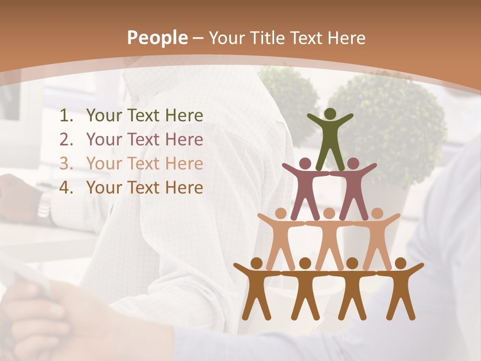 Two Men Shaking Hands In Front Of A Computer Screen PowerPoint Template