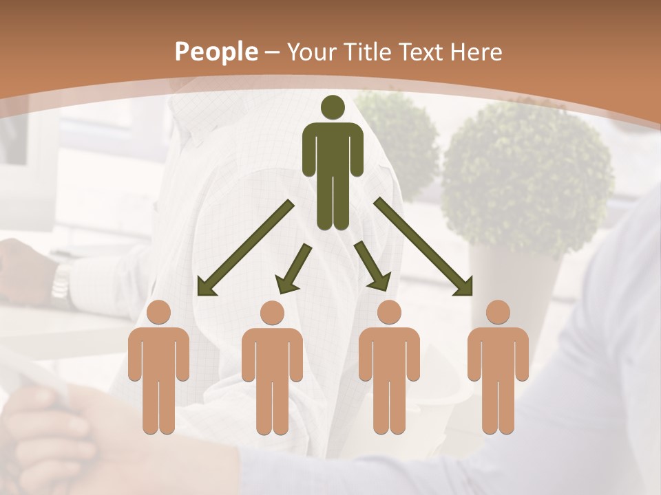 Two Men Shaking Hands In Front Of A Computer Screen PowerPoint Template