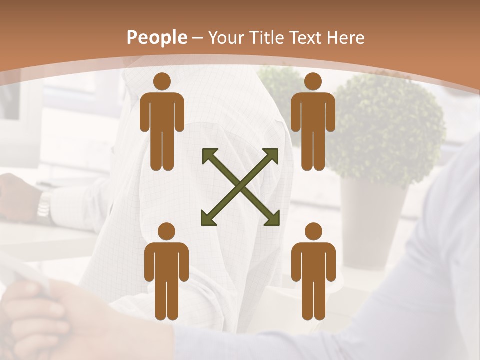 Two Men Shaking Hands In Front Of A Computer Screen PowerPoint Template