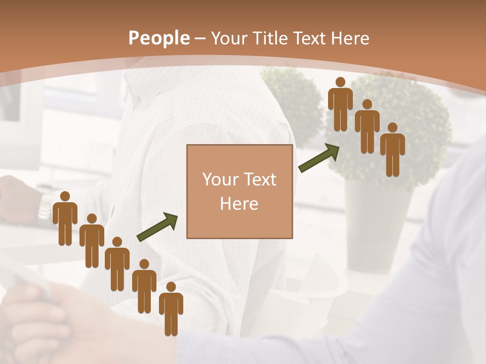 Two Men Shaking Hands In Front Of A Computer Screen PowerPoint Template