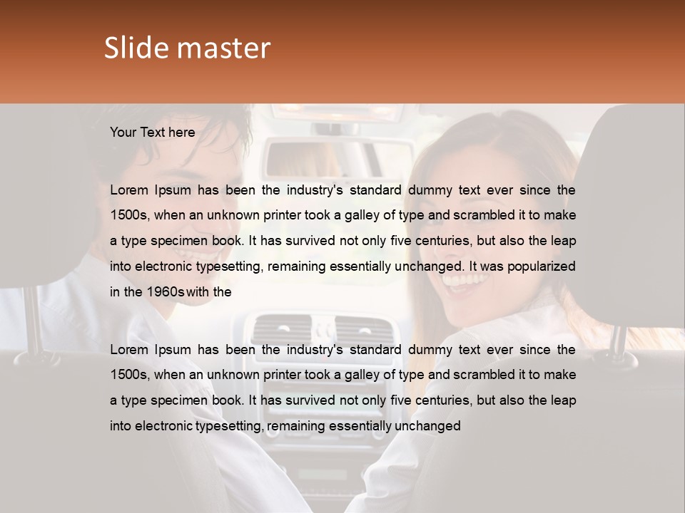 A Man And Woman Sitting In The Back Seat Of A Car PowerPoint Template