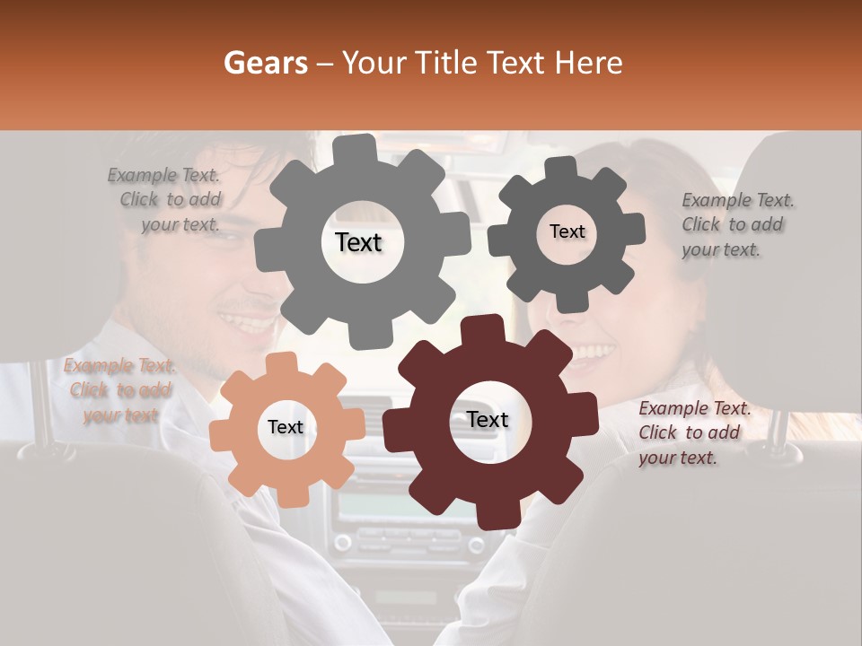 A Man And Woman Sitting In The Back Seat Of A Car PowerPoint Template