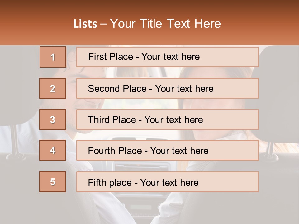 A Man And Woman Sitting In The Back Seat Of A Car PowerPoint Template