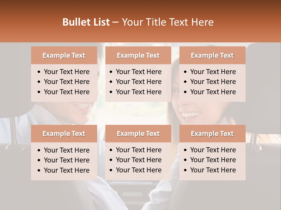 A Man And Woman Sitting In The Back Seat Of A Car PowerPoint Template